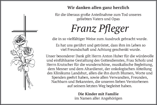 Traueranzeige von Franz Pfleger von merkurtz