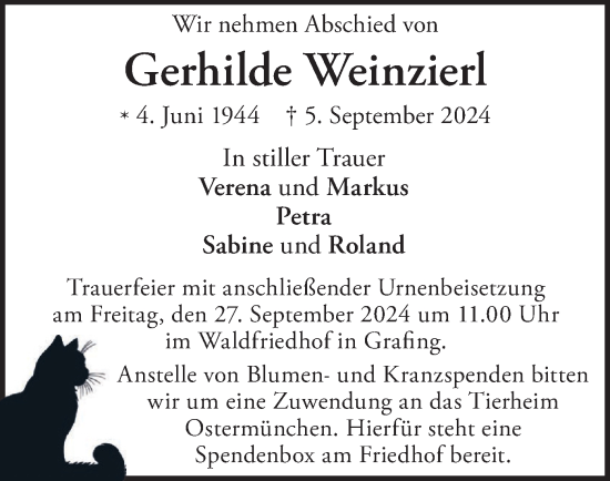 Traueranzeige von Gerhilde Weinzierl von merkurtz