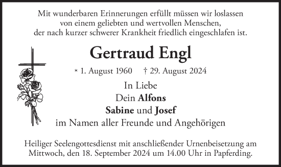 Traueranzeige von Gertraud Engl von merkurtz