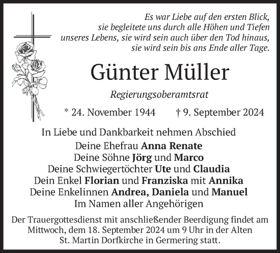 Traueranzeige von Günter Müller von merkurtz