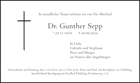 Traueranzeige von Gunther Sepp von merkurtz