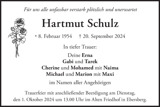 Traueranzeige von Hartmut Schulz von merkurtz
