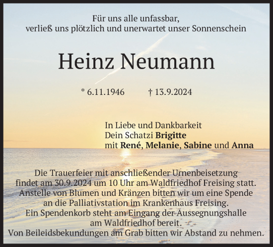 Traueranzeige von Heinz Neumann von merkurtz