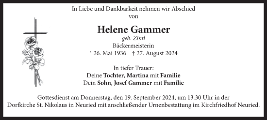 Traueranzeige von Helene Gammer von merkurtz