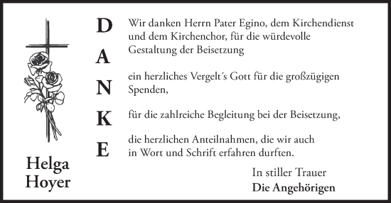 Traueranzeige von Helga Hoyer von merkurtz