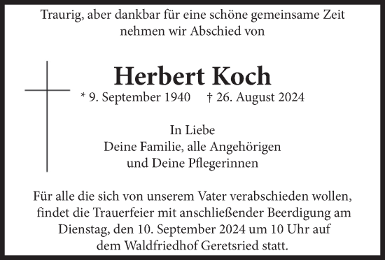Traueranzeige von Herbert Koch von merkurtz