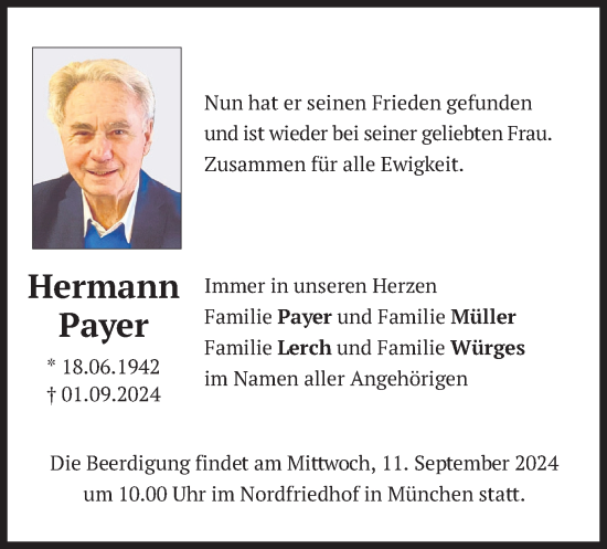 Traueranzeige von Hermann Payer von merkurtz