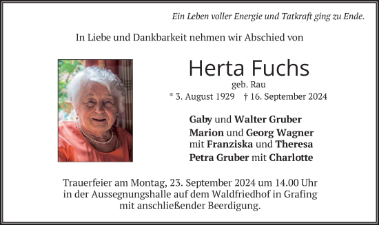 Traueranzeige von Herta Fuchs von merkurtz