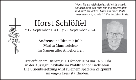 Traueranzeige von Horst Schlöffel von merkurtz