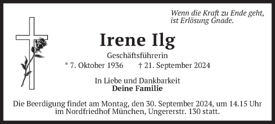 Traueranzeige von Irene Ilg von merkurtz