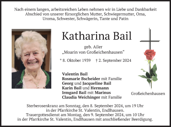 Traueranzeige von Katharina Bail von merkurtz