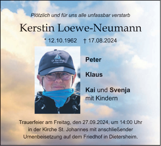 Traueranzeige von Kerstin Loewe-Neumann von merkurtz