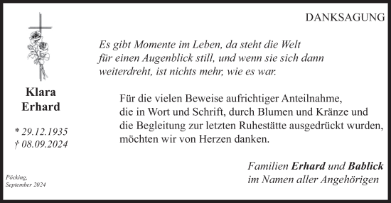 Traueranzeige von Klara Erhard von merkurtz