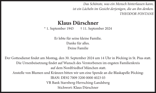 Traueranzeige von Klaus Dürschner von merkurtz