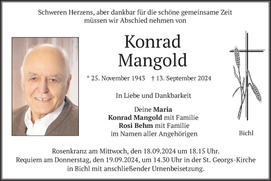 Traueranzeige von Konrad Mangold von merkurtz