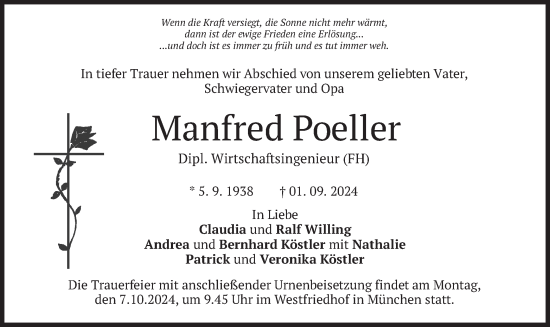 Traueranzeige von Manfred Poeller von merkurtz