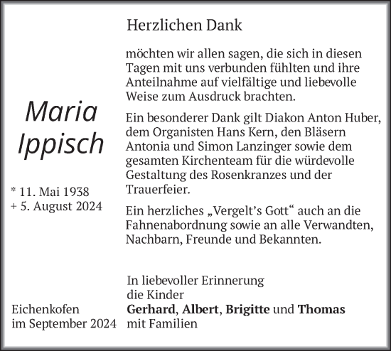 Traueranzeige von Maria Ippisch von merkurtz