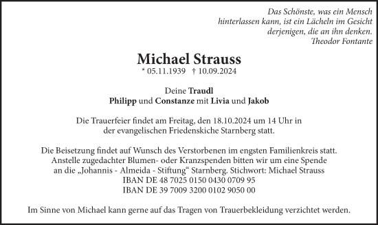 Traueranzeige von Michael Strauss von merkurtz