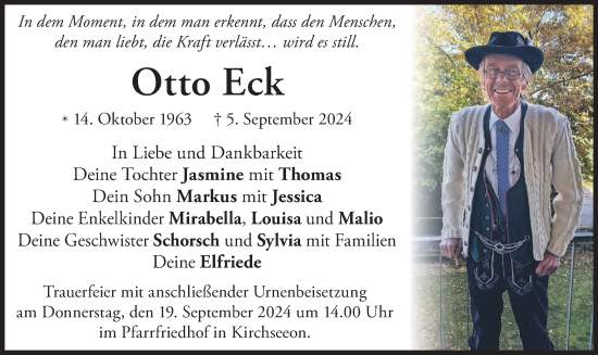Traueranzeige von Otto Eck von merkurtz