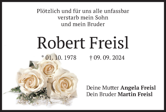 Traueranzeige von Robert Freisl von merkurtz