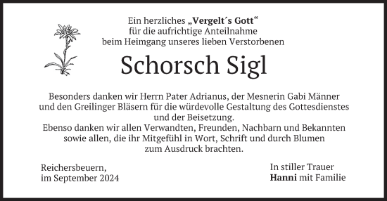 Traueranzeige von Schorsch Sigl von merkurtz