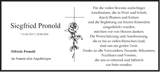 Traueranzeige von Siegfried Pronold von merkurtz