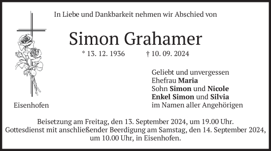 Traueranzeige von Simon Grahamer von merkurtz