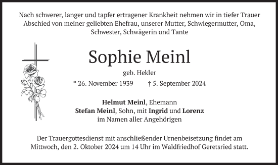 Traueranzeige von Sophie Meinl von merkurtz