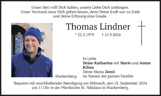 Traueranzeige von Thomas Lindner von merkurtz