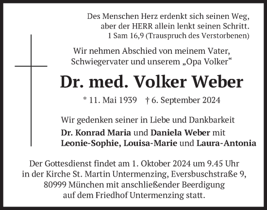 Traueranzeige von Volker Weber von merkurtz