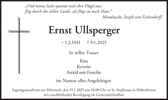 Traueranzeige von Ernst Ullsperger von merkurtz