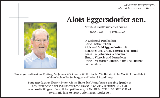 Traueranzeige von Alois Eggersdorfer von merkurtz