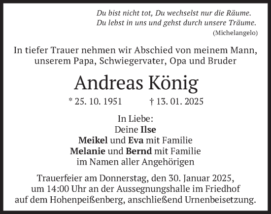 Traueranzeige von Andreas König von merkurtz