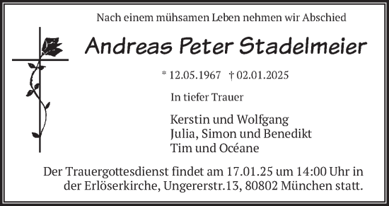 Traueranzeige von Andreas Peter Stadelmeier von merkurtz