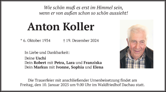 Traueranzeige von Anton Koller von merkurtz