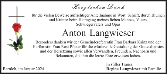 Traueranzeige von Anton Langwieser von merkurtz