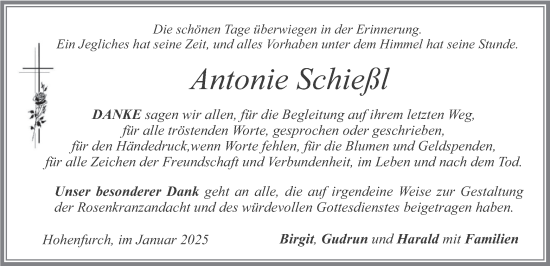 Traueranzeige von Antonie Schießl von merkurtz