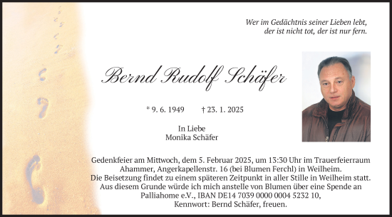 Traueranzeige von Bernd Rudolf Schäfer von merkurtz