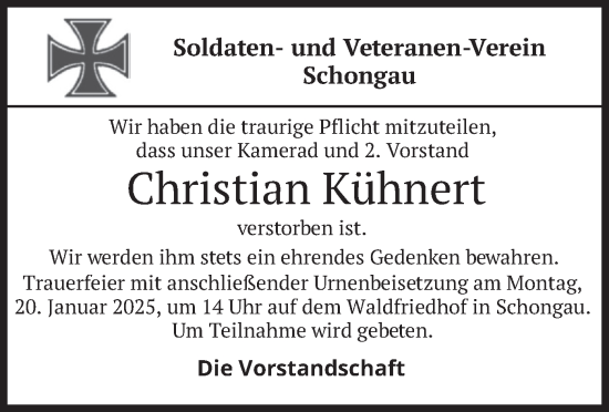 Traueranzeige von Christian Kühnert von merkurtz