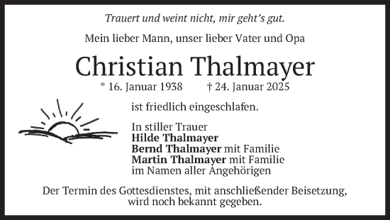 Traueranzeige von Christian Thalmayer von merkurtz
