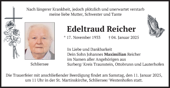 Traueranzeige von Edeltraud Reicher von merkurtz