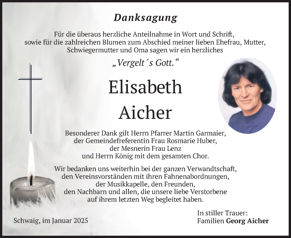  Traueranzeige für Elisabeth Aicher vom 25.01.2025 aus merkurtz