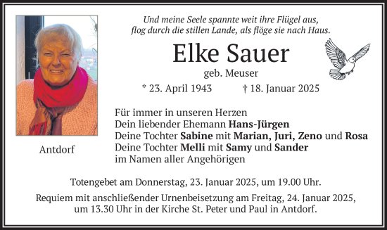 Traueranzeige von Elke Sauer von merkurtz