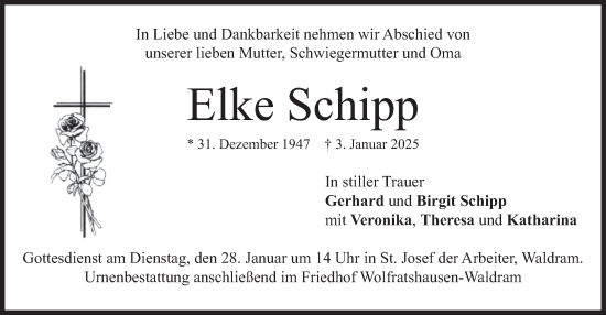 Traueranzeige von Elke Schipp von merkurtz