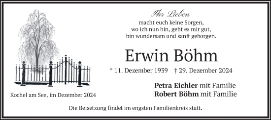 Traueranzeige von Erwin Böhm von merkurtz