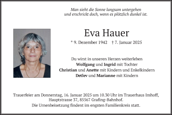 Traueranzeige von Eva Hauer von merkurtz