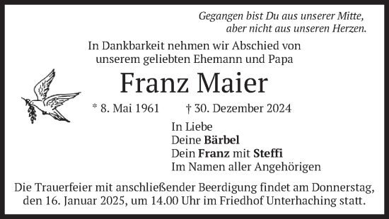 Traueranzeige von Franz Maier von merkurtz