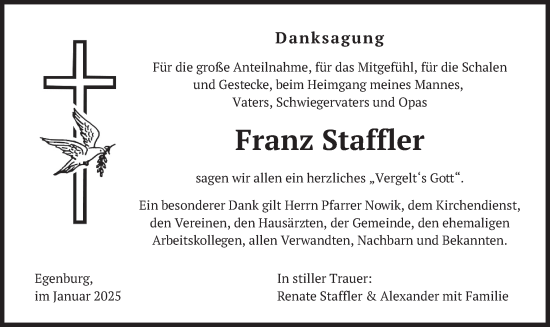 Traueranzeige von Franz Staffler von merkurtz
