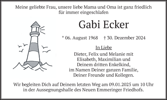 Traueranzeige von Gabi Ecker von merkurtz