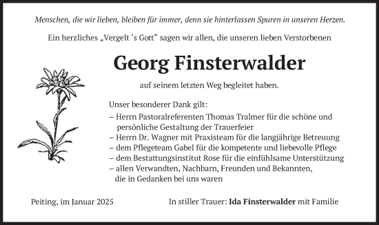 Traueranzeige von Georg Finsterwalder von merkurtz